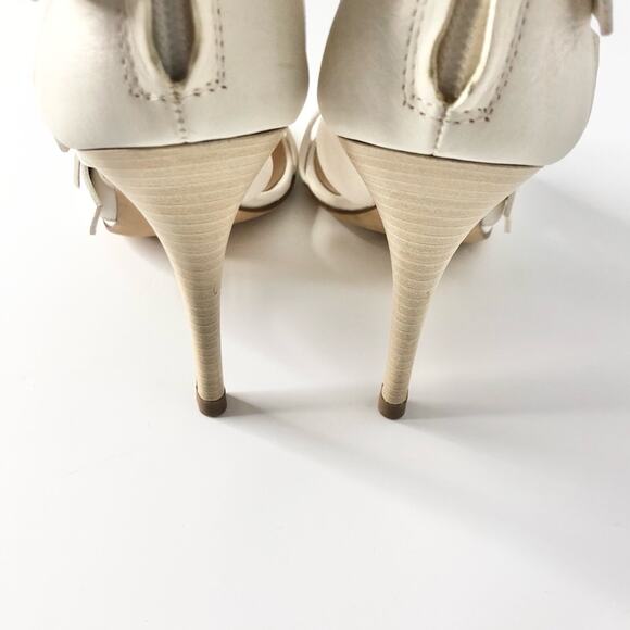 Giuseppe Zanotti Strappy Buckle White Leather Heeled Sandals 37 - Picture 8 of 10